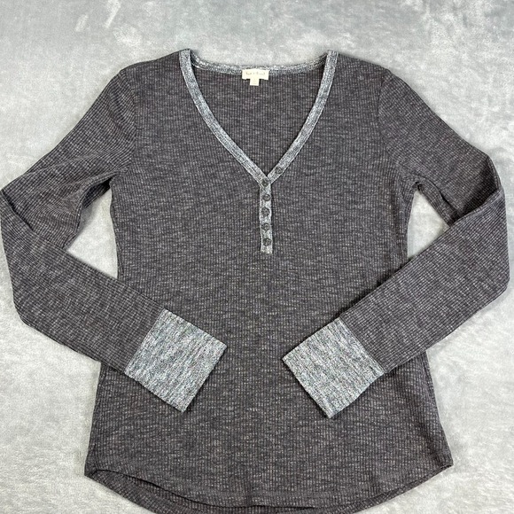 Bella Swan Elana Gilbert Long Sleeve Top Womens Large Brown/Gray Stretch - Picture 4 of 11